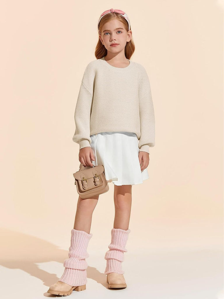 Girls Sweaters Long Sleeve Crewneck Pullover Jumper Cute Winter Knit Blouse Tops