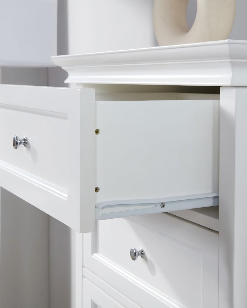 Tall Skinny Dresser with 7 Drawers, White Narrow Wood Dresser | Tall Vertical Chest of Drawers Dresser for Closet
