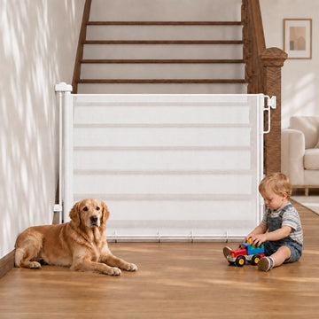 37-55" Retractable Baby Gates for Stairs & Doorways, White