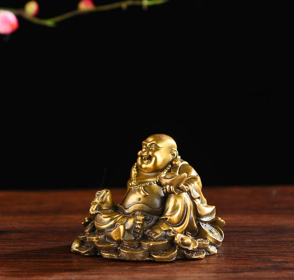 Sitting Laughing Buddha with Money Frog Statue