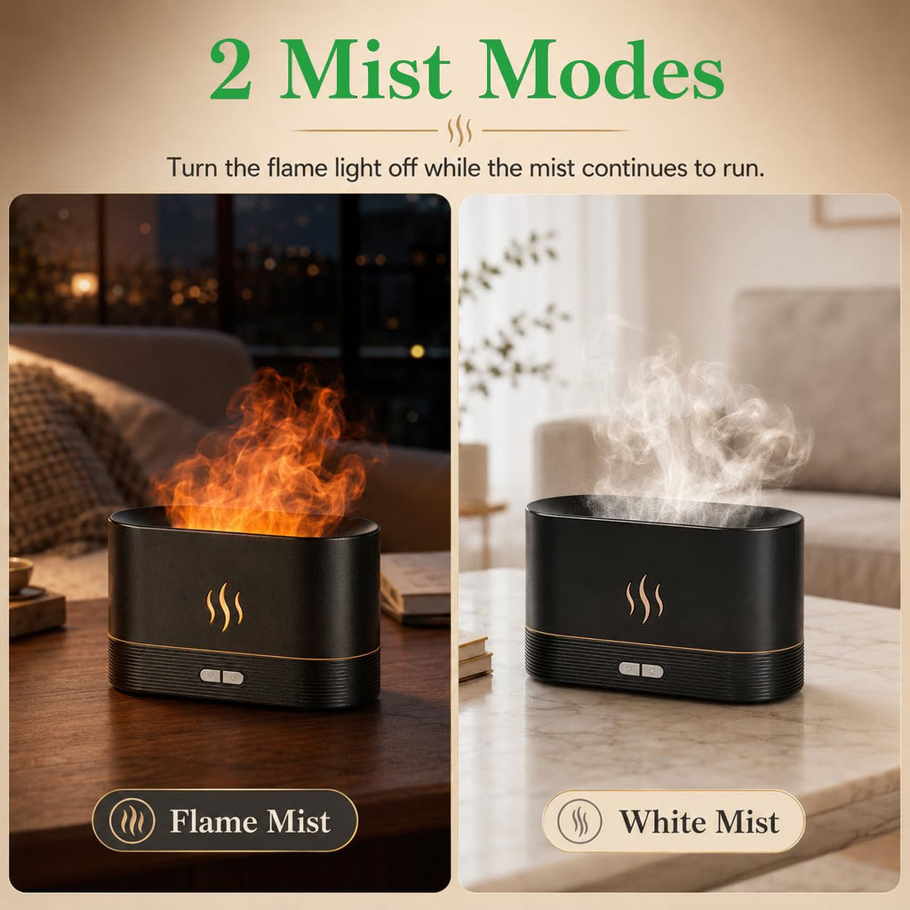 Flame Air Diffuser Humidifier, Essential Oil Diffuser with Fire Mist Effect, Ultrasonic Aroma Diffuser, 2