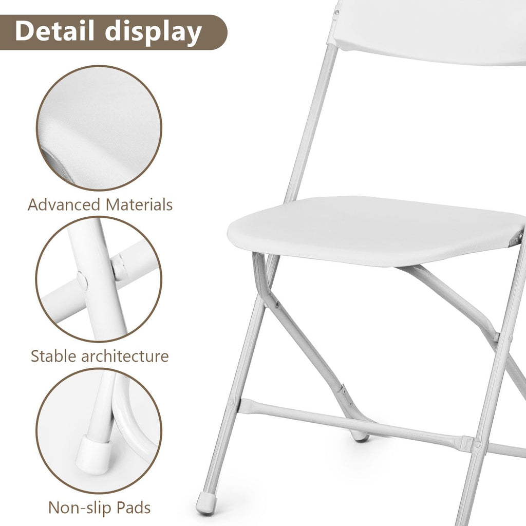 Portable Heavy Duty Folding Chairs 10 Pack, White