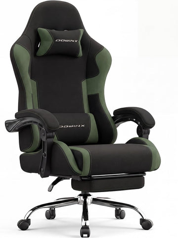 Ergonomic Gaming Chair with Footrest & Massage Lumbar, 2D-Linkage Armrests for Computer Chair 330lbs with Headrest