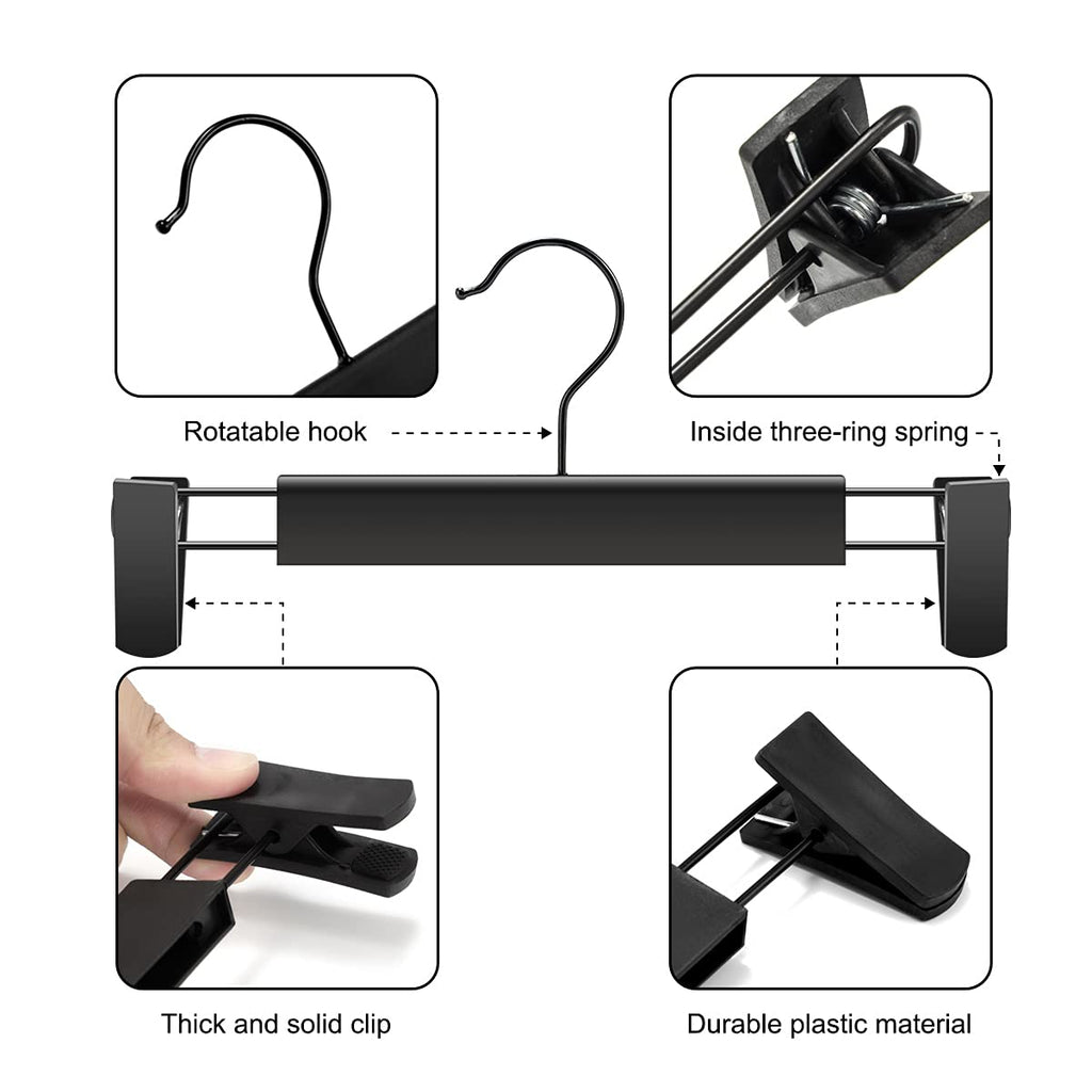 Clothes Pants Hangers, Space-Saving Skirt Holders with 360 ° Swivel Hooks, Adjustable Clips, Trouser Hangers, Clothes