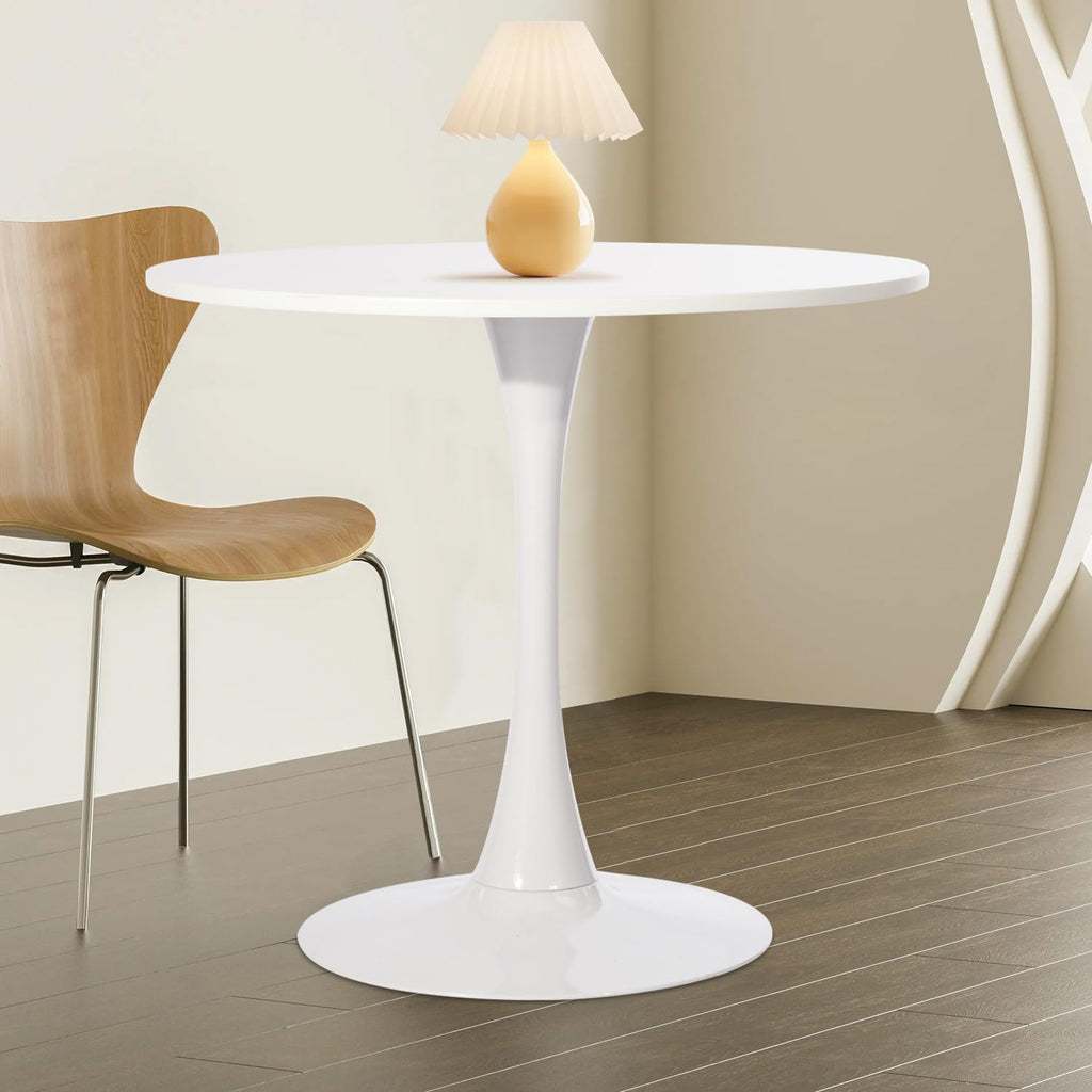 Inspired Saarinen Style Tulip Round Pedestal Dining Table — White, 31.5″ Round