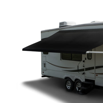 RV Awning Fabric | 19' | Solid Black | Premium Vinyl