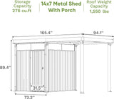 2-in-1 Outdoor Storage Shed, 7' x7' Galvanized Steel Metal S - Image 3