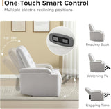 ANJ White Power Recliner Chair Electric Home Theater Seating Soft Leather Movie Chair for Living Room Overstuffed