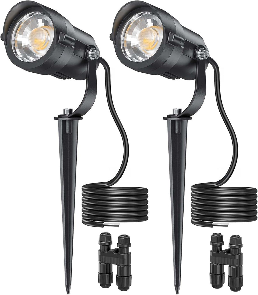 12W 2900K COB LED Low Voltage Landscape Spotlights, 36° True Spot Light Beam, ETL Listed, Outdoor Waterproof Wired