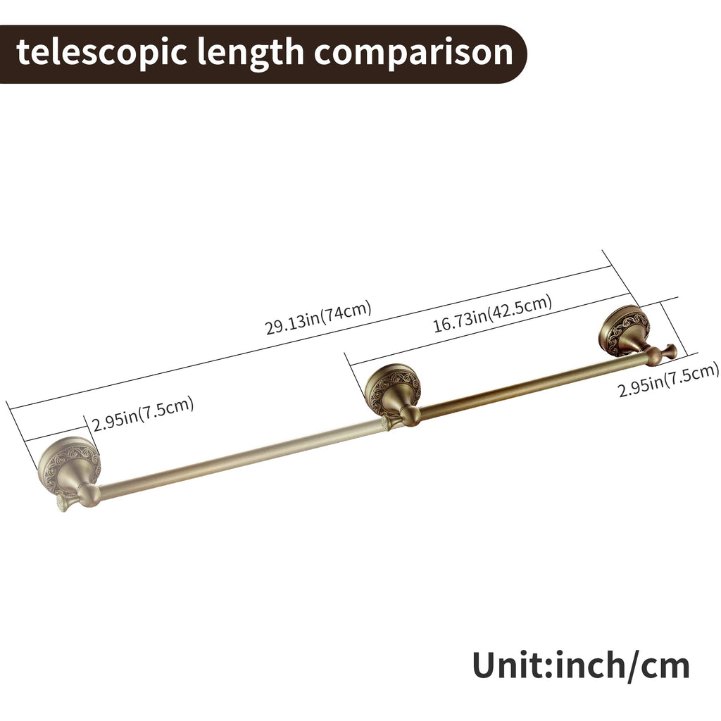 Antique Brass Towel Bar Set, Adjustable Bathroom Accessories Include Expandable Towel Holder Toilet Paper Holder