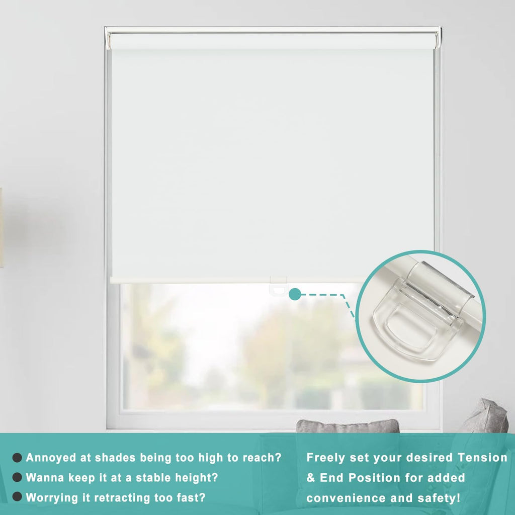 Blackout Roller Shades Cordless for Windows, 100% Room Darkening Window Blinds, Thermal Insulated UV Protection, Easy
