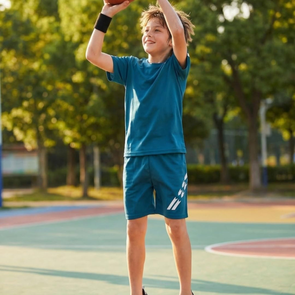 Toddler Boys Summer Active Clothes Athletic Short Sleeve Shirt Quick Dry Mesh Shorts Set Kids Sports Outfit