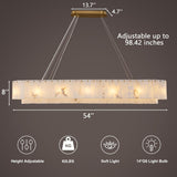 Alabaster Rectangular Chandelier for Dining Room, L54in Gold Large Chandeliers, Marble Modern Pendant Light Fixture for Living Room, Bedroom,Dining Table,Kitchen Island A125-B0DPFPYMFX