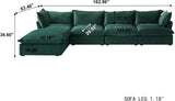 L-Shaped Sectional Couches, Modular Sectional Sofas, Modern Comfy Cloud Couch with Chaise Ottoman, Cushion Covers Removable, Two Corners and Two Middle Sofa for Living Room (Green) A124-B0F1CM4X2Y