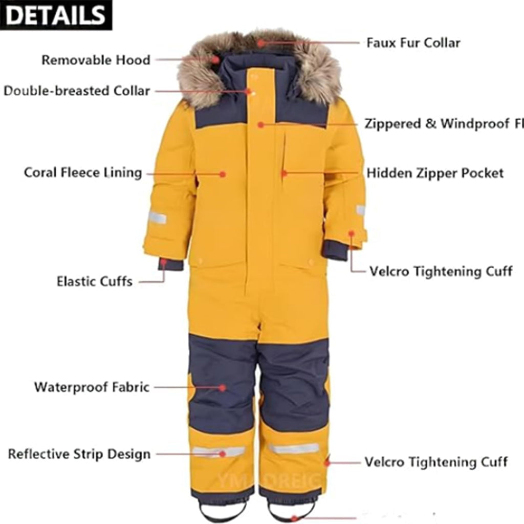 Snow Suit for Kids Winter Outdoor One Piece Ski Suit Waterproof Warm Snowsuit Toddler Baby Boys Girls Clothing