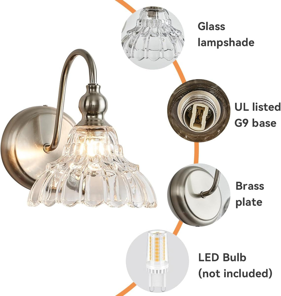 Brushed Nickel Wall Sconces Bathroom Wall Light Fixtures Modern Vanity Lights Bedroom