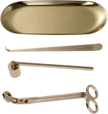 4-in-1 Stainless Steel Candle Care Kit for Candle Lovers, Gold - Set of 4