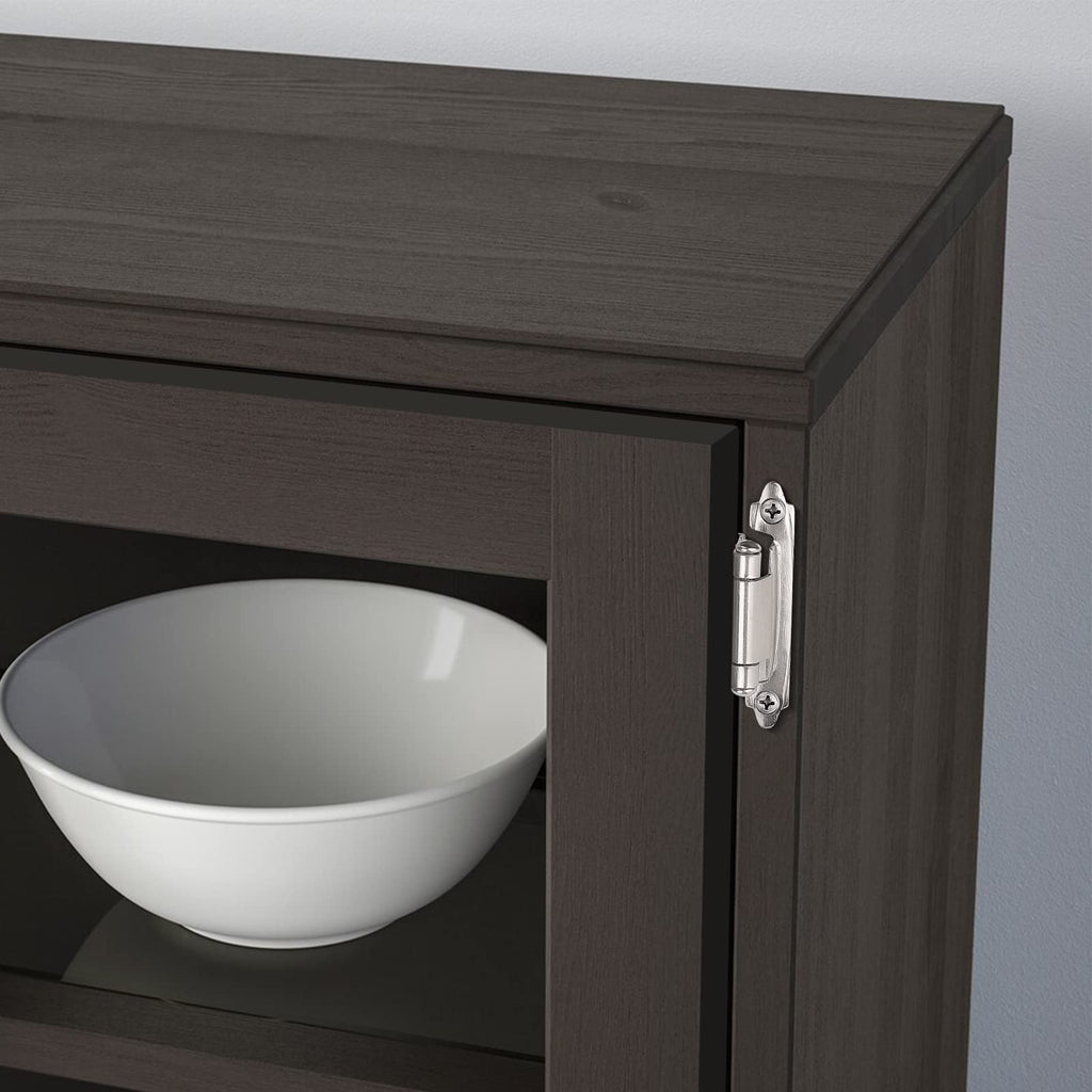 Satin Nickel Cabinet Hinges Cabinets Doors, 20 Pair -40 Pcs 1/2" Overlay (Variable) Self Closing Decorative Kitchen