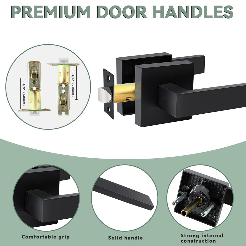 Black Passage Door Levers, 1 Pack Heavy-Duty Interior Handles