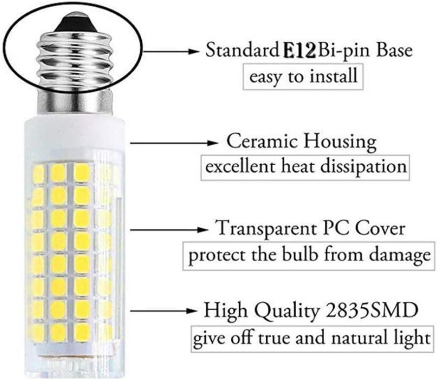 E12 LED Bulbs Dimmable 9W(Equivalent to 100w Halogen Bulbs Replacement)110V Cool White 6000K LED Corn Light
