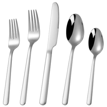 60 Piece Heavy Duty Silverware Set for 12, 18/10 Stainless Steel Flatware, Cutlery Set Modern Design, Dishwasher Safe