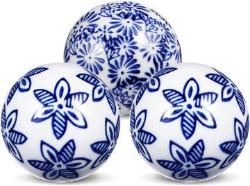Porcelain Balls Ceramic Balls Decorative Orbs Decorative for Centerpiece Small Spheres Floating for Bowl Vase - Set of 3