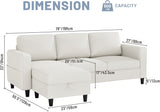 Sectional Couches for Living Room Convertible 3 Seater Sofas 78" L Shaped Couch with Removable Storage Ottoman Modern