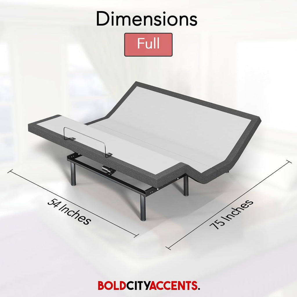 Adjustable Bed Frame with Wireless Remote - Comfortable Zero Gravity Massage with Head & Foot Incline, Dual USB