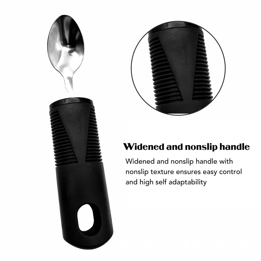 Adaptive Weighted Utensils with Wide Non-Slip Handles - Stainless Steel Fork, Teaspoon, Tablespoon - Parkinson's