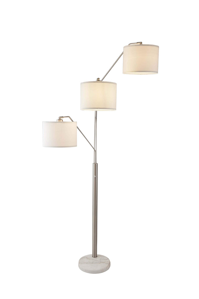 83.5" Arc Tree Floor Lamp - Featrue 3 Hanging White Drum Fabric Shade with Adjustable Swing Arm and Marable Base