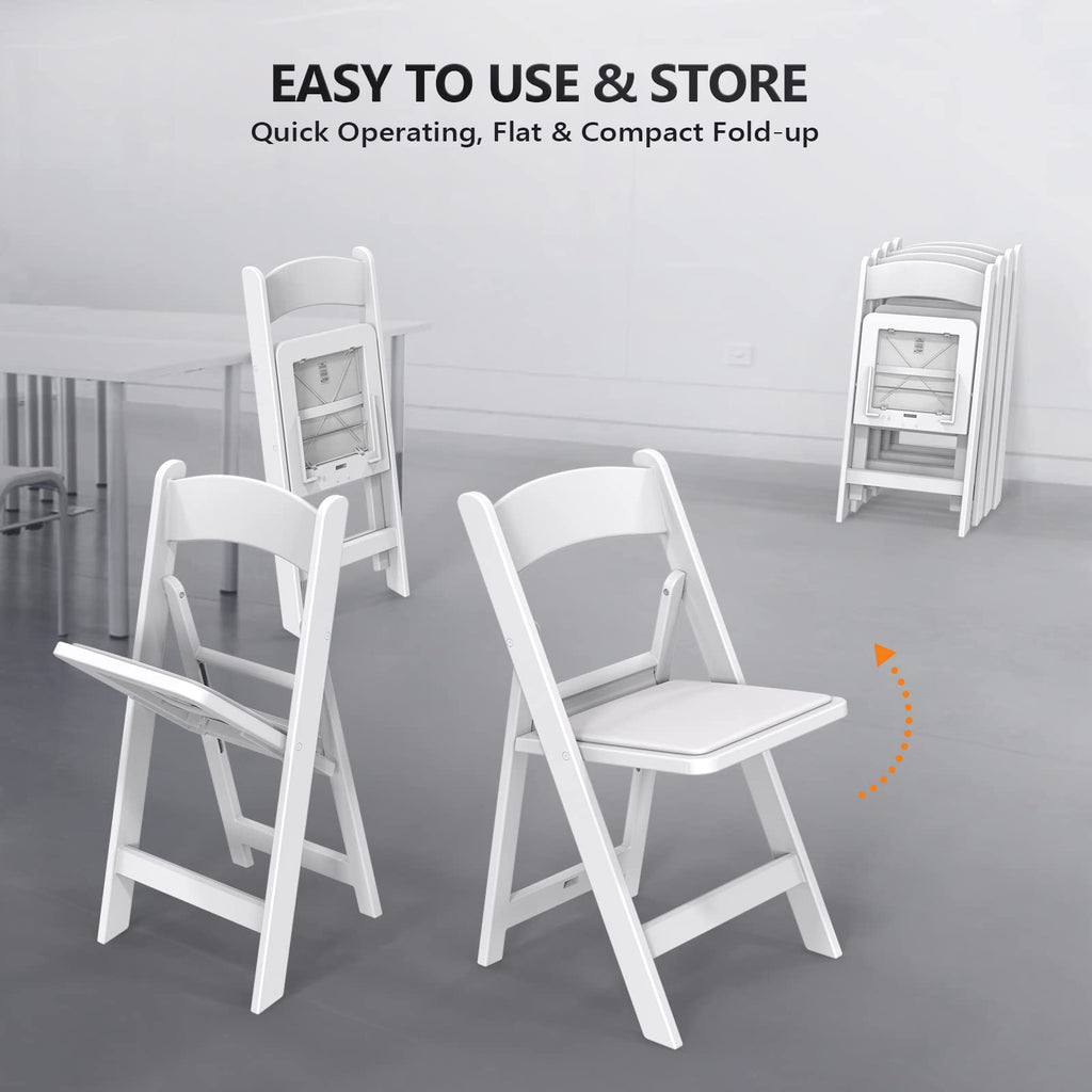 Plastic Folding Chair with Padded Seat, Resin Foldable Chairs with Soft Cushion, Comfortable and Sturdy, Suitable for