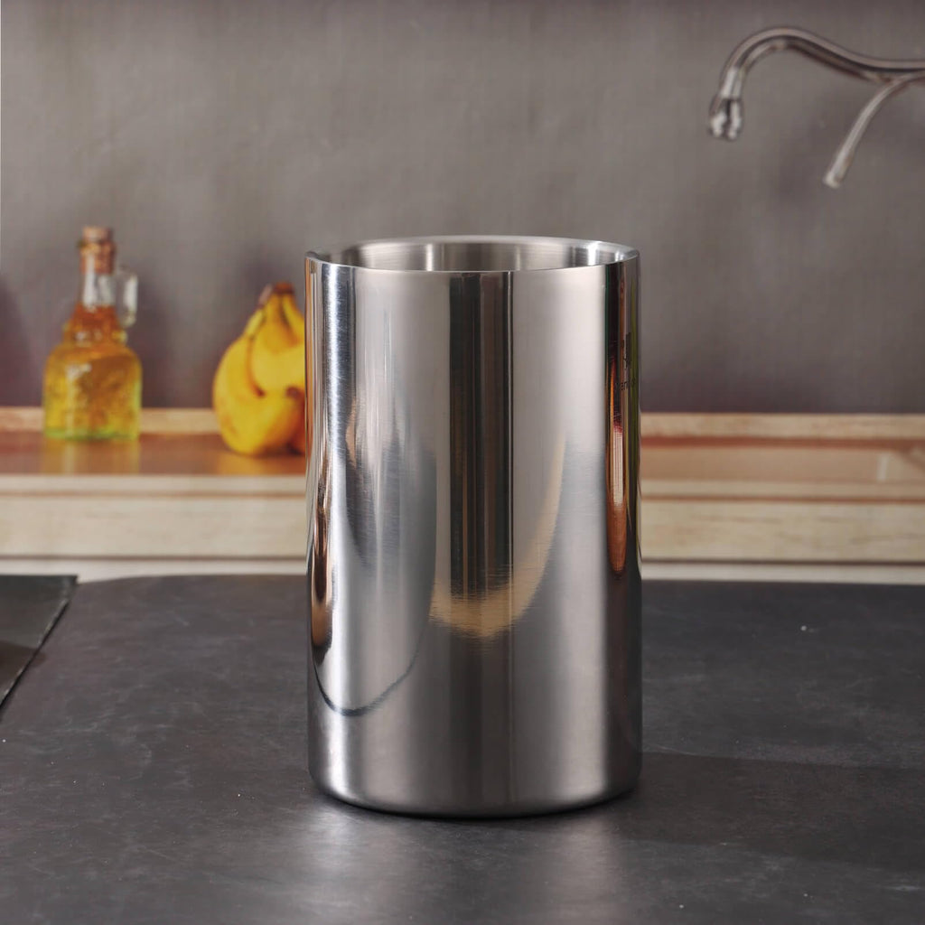 Double Wall Utensil Holder, 304 Stainless Steel Sleek Holder for Countertop