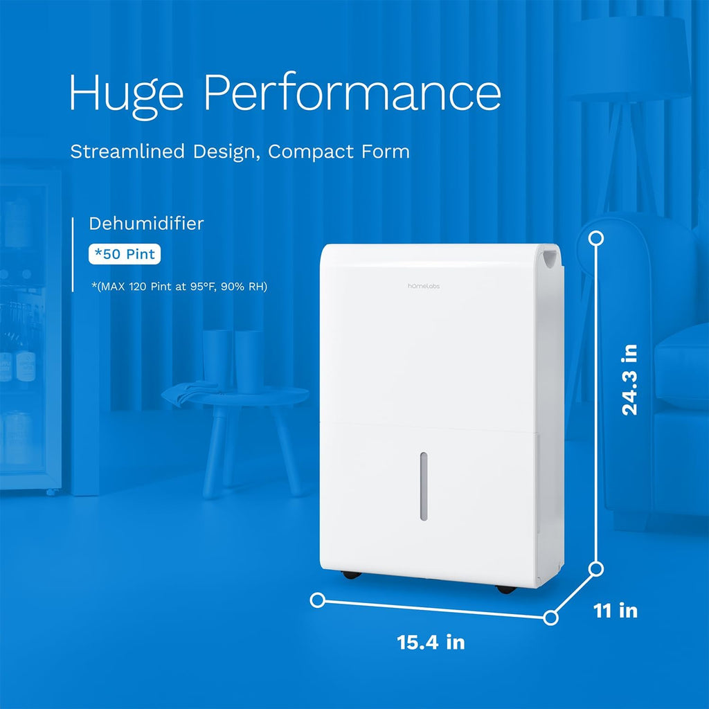 Dehumidifier 7,000 Sq Ft Wi-Fi (50 Pint MAX 120 Pint at 95°F, 90% RH) for Home, Office
