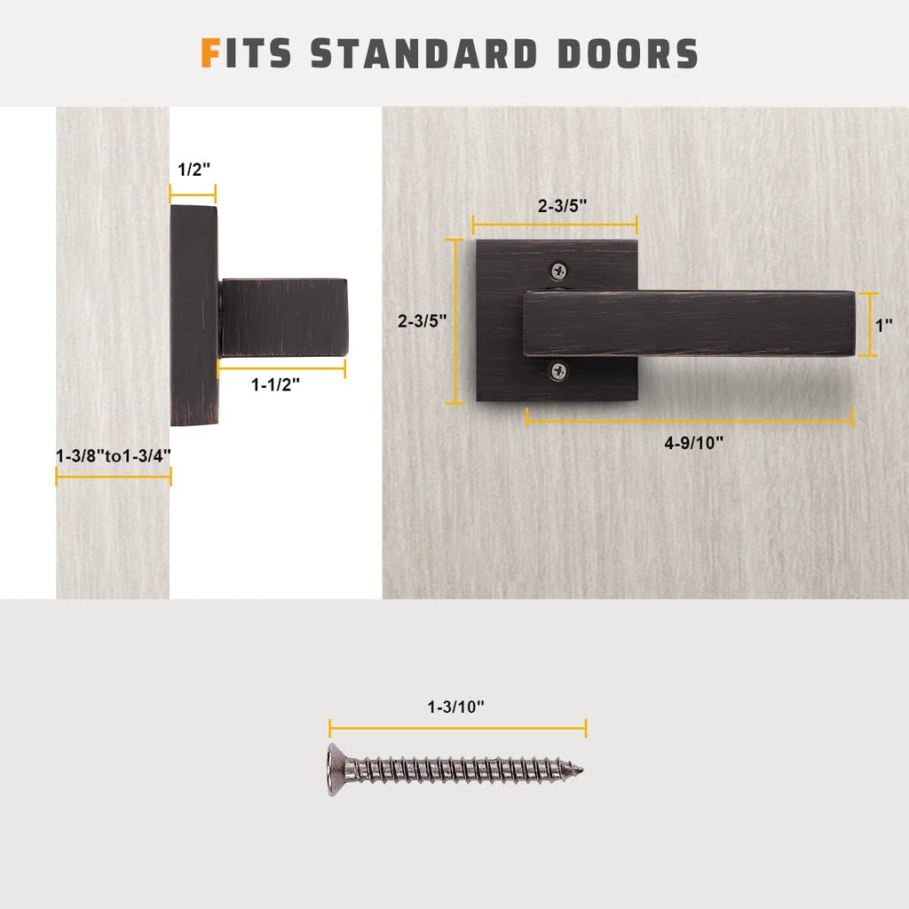 5 Pack Oil Rubbed Bronze Heavy Duty Dummy Door Lever, Single Sided Interior Dummy Door Handle Set Door Hardware 0.93