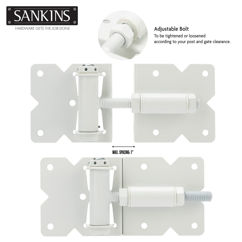 Self Closing Gate Hinges Heavy Duty Hardware Hinges for Wooden/Vinyl/PVC Fences, 90 Degree Adjustable Gate Hinge with
