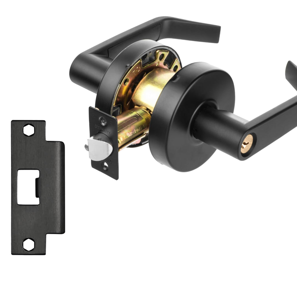 Augusta Storeroom Lever Lockset, ADA, Grade 2, Flat Black