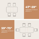 59"-75" Extendable Dining Room Table for 4-6, Modern Wood Dining Table for Small Spaces, Kitchen, Space Saving Hidden