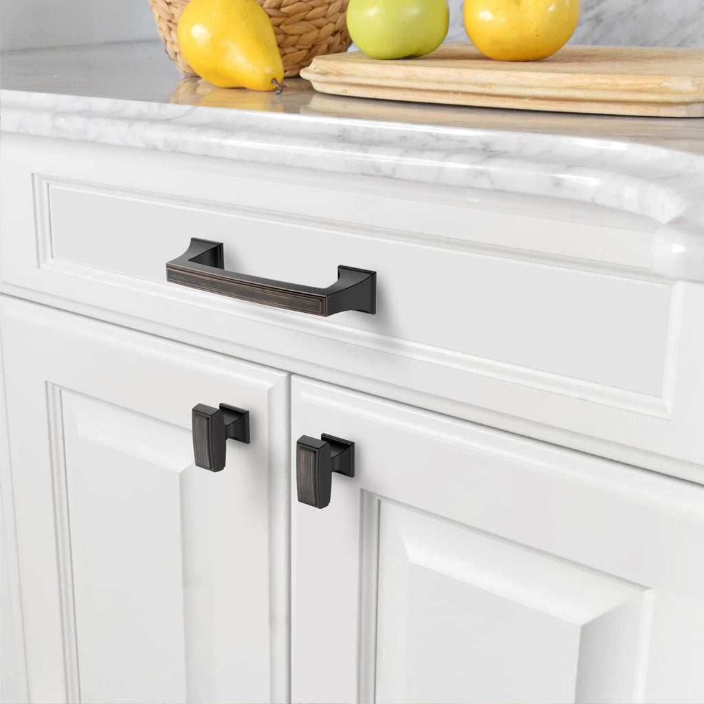 10 Pack Oil Rubbed Bronze Cabinet Pulls 3-3/4 Inch(96mm) Hole Center Cabinet Hardware Kitchen Cabinet Handles Drawer