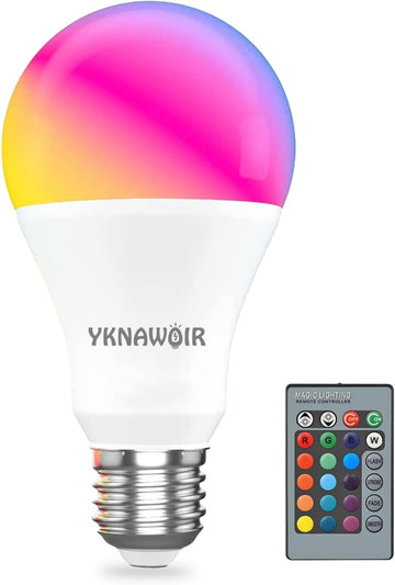 Color Changing Light Bulbs, 5W A19 RGB LED Light Bulbs with Remote Control & Memory Function - 16 Colors, 6500K