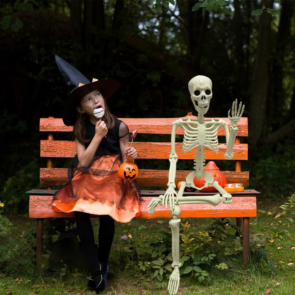 3ft Posable Plastic Halloween Skeleton-36" Skeleton Halloween Decor - Set of 2