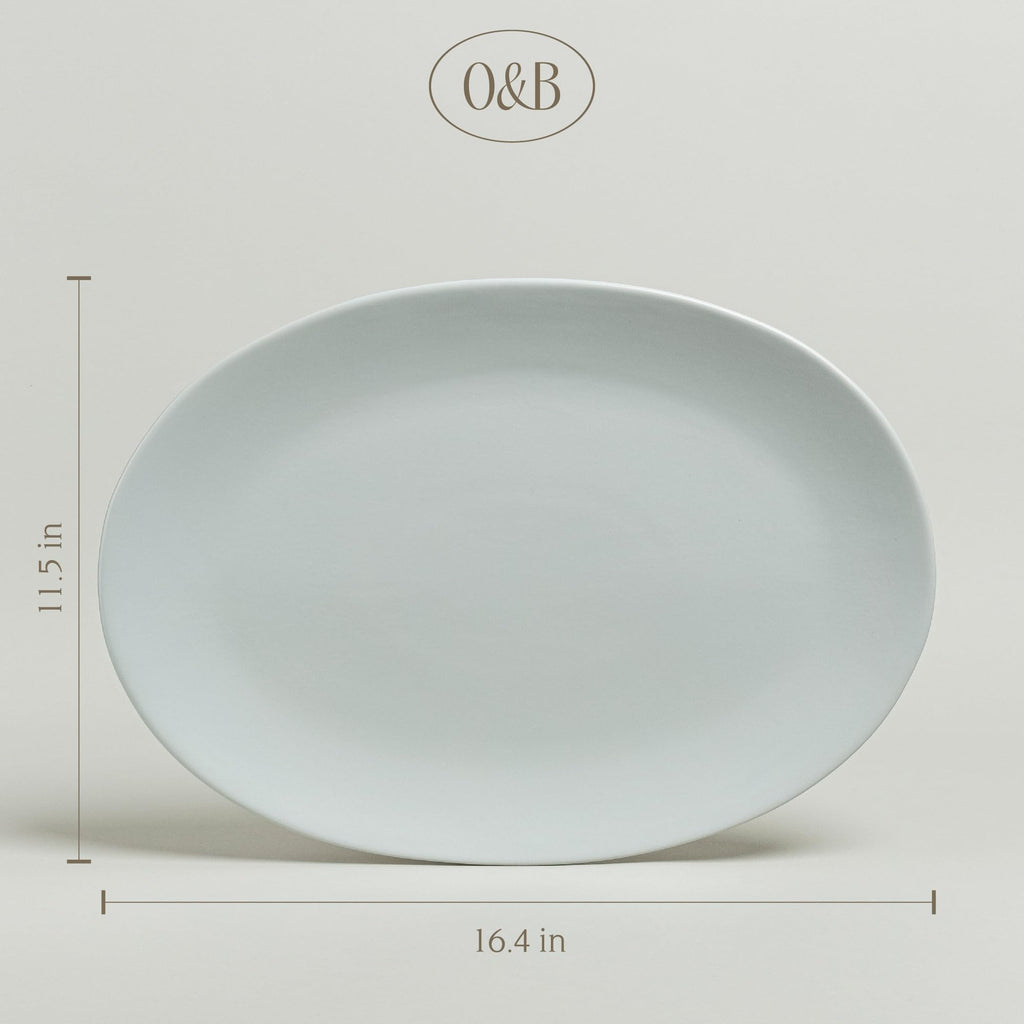 Coupe Stoneware Serving Platter - Elegant 1-Piece Oval Serving Platter to Complete Your Kitchen Set - 16.4" x 11.5"