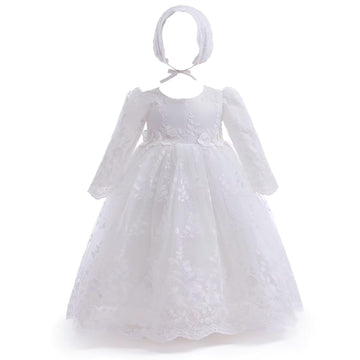 Baby Girl Christening Baptism Dress Long Blessing Gowns White Wedding Dresses (, White 1)