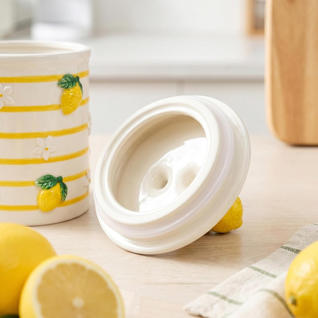 Large Ceramic Cookie Jars with Lids Airtight Cute Lemon Food Jars