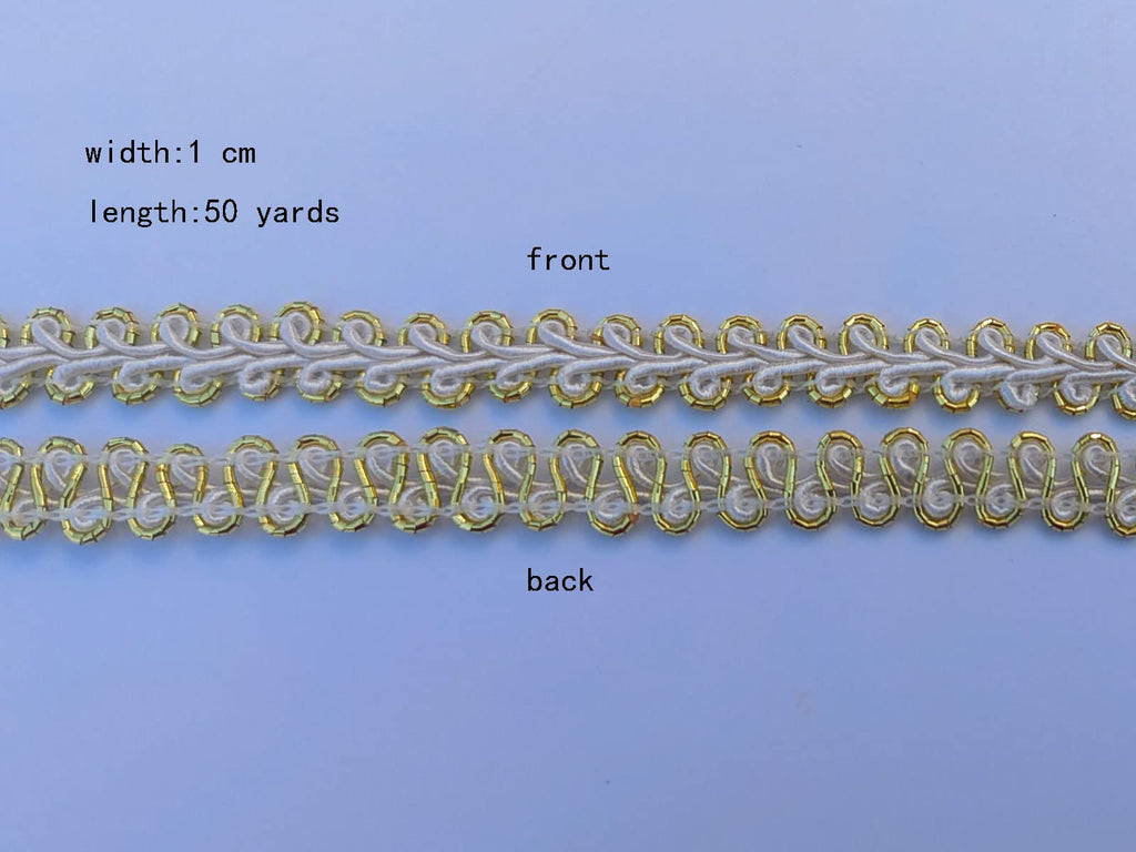 3/8 Inch Gimp Braid Trim 50 Yards for Upholstery Costume DIY Crafts (1325 Green White)