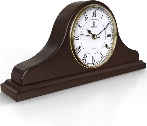 Mantel Clock Battery Operated - Wooden Mantle Clock - 15x7.5 - Silent, Made of Real Wood & Easy to Read
