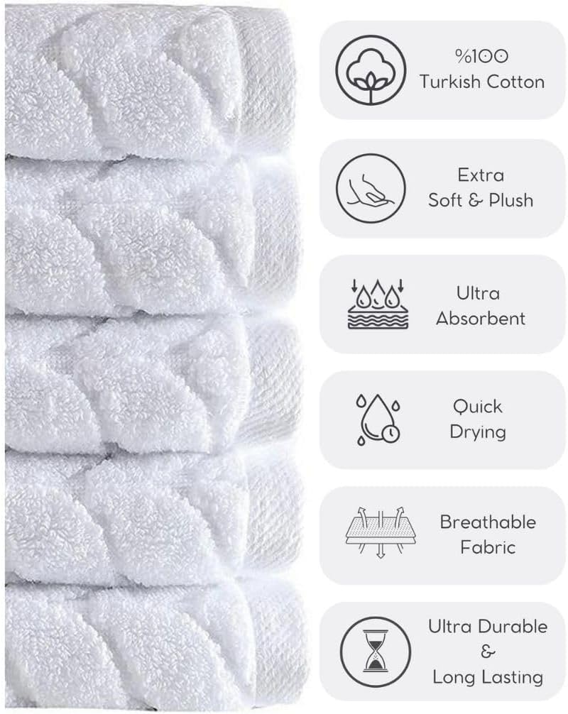 Certified Organic Turkish Cotton Bath Towels, Luxury Jacquard Absorbent, Ultra Soft-Plush Organic Towel Set