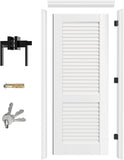 Prehung Door, Louver-Panel Door Slab with Door Jamb Hardware Kit & Black Door Lever, 30" x 80" Interior Door for
