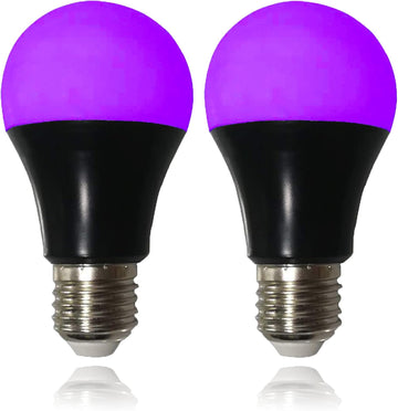 UV LED Black Light Bulbs 2 Pack, A19 E26 8W Blacklight Bulb for Glow in the Dark, UVA Level 385-400nm, Blacklight