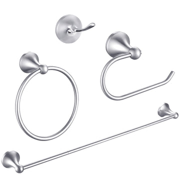Brushed Nickel Bathroom Hardware Set Wall Mounted Brushed Nickel Accessories Set 4 Pieces Bathroom Hardware Set, 23.6