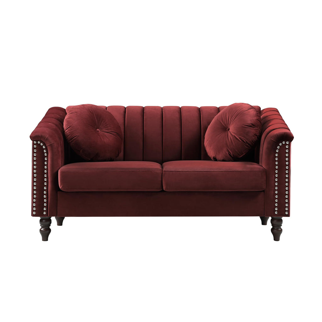 60" Loveseat Sofa, Microfiber Chesterfield Upholstered Sofas Love Seat, Couch Chair Sets with Style Button Tufted